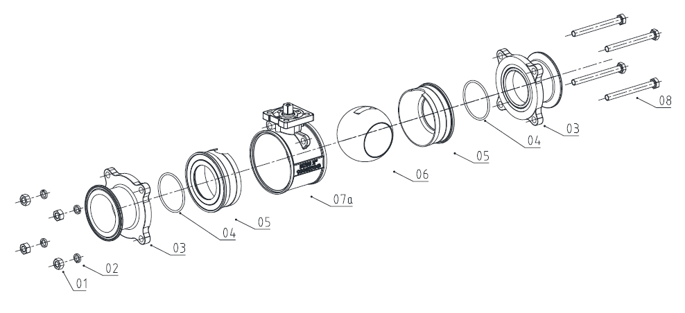 Drawing of 3-Piece Ball Valve Drawing of 3-Piece Ball Valve