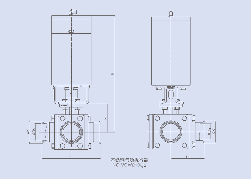 Drawing of 4-Way Ball Valve