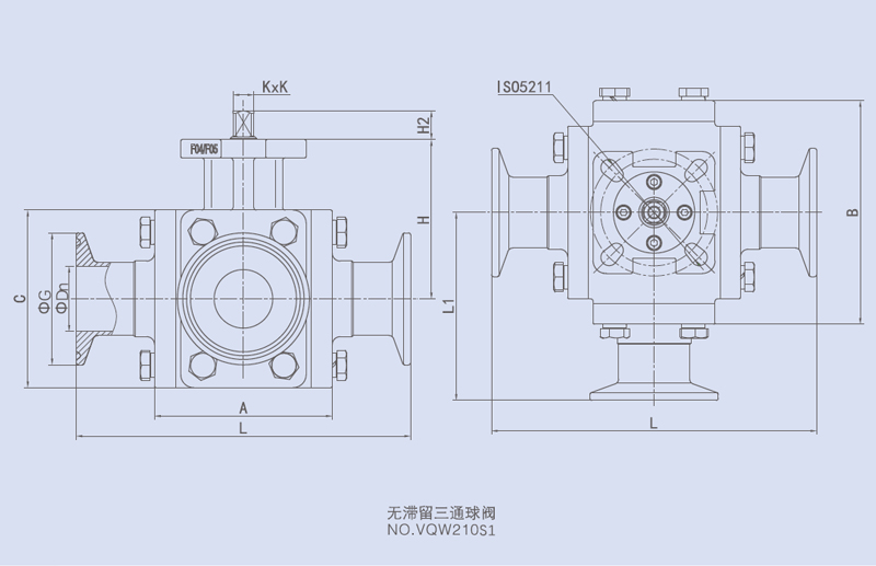 Drawing of 4-Way Ball Valve