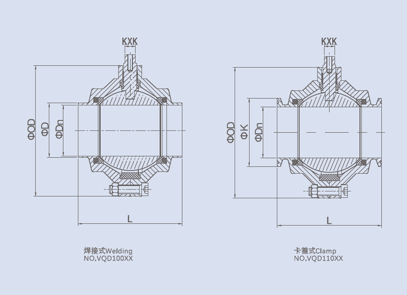 Drawing of Butterfly Type Ball Valve