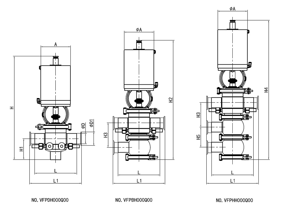 Drawing of Lift-Type Mix-Proof Valve