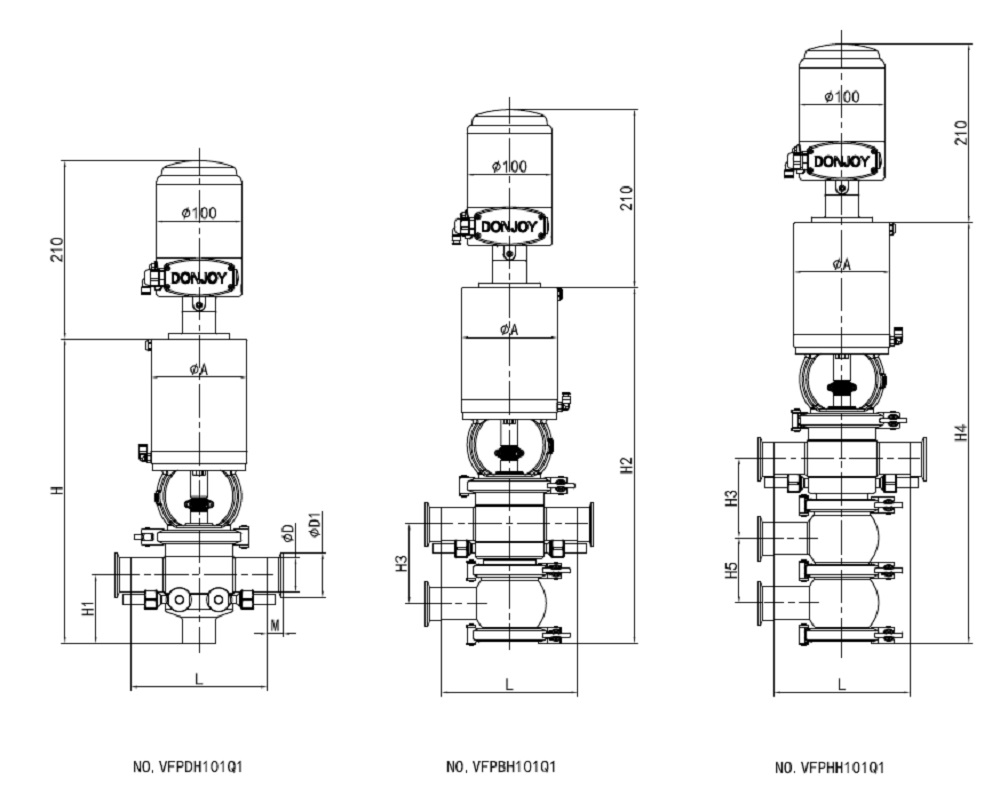 Drawing of Lift-Type Mix-Proof Valve