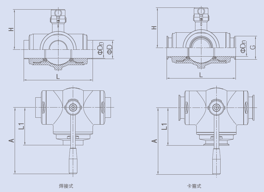 Drawing of Mini 3-Way Ball Valve