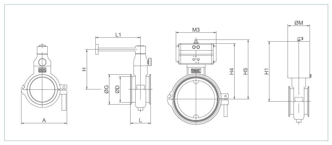Drawing of Powder Handling Butterfly Valve