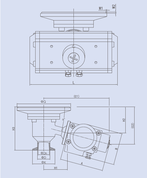 Drawing of Tilting Tank Bottom Ball Valve