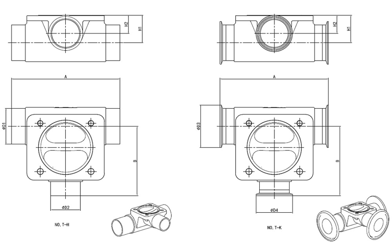 Features of T-Type 3-Way Diaphragm Valve