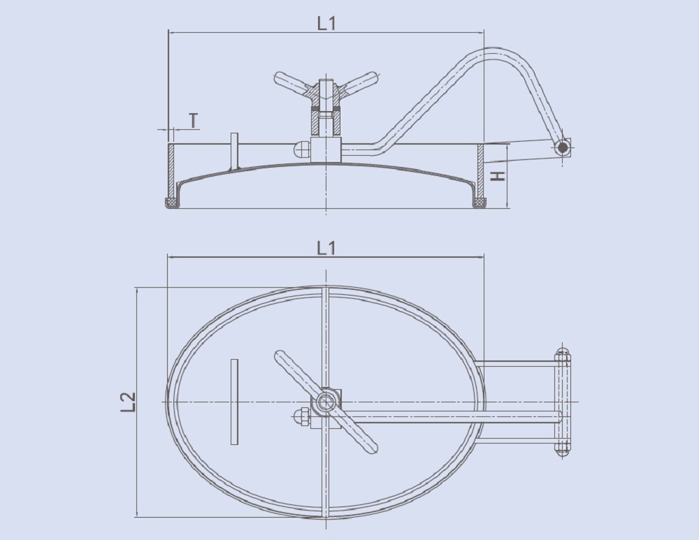 Drawing of Elliptical Internally Opening Manway