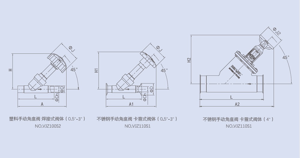Drawing of Manual Angle Seat Valve