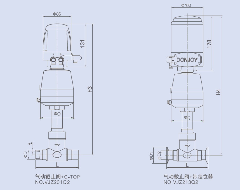 Drawing of Stainless Steel Pneumatic Globe Valve Drawing of Stainless Steel Pneumatic Globe Valve