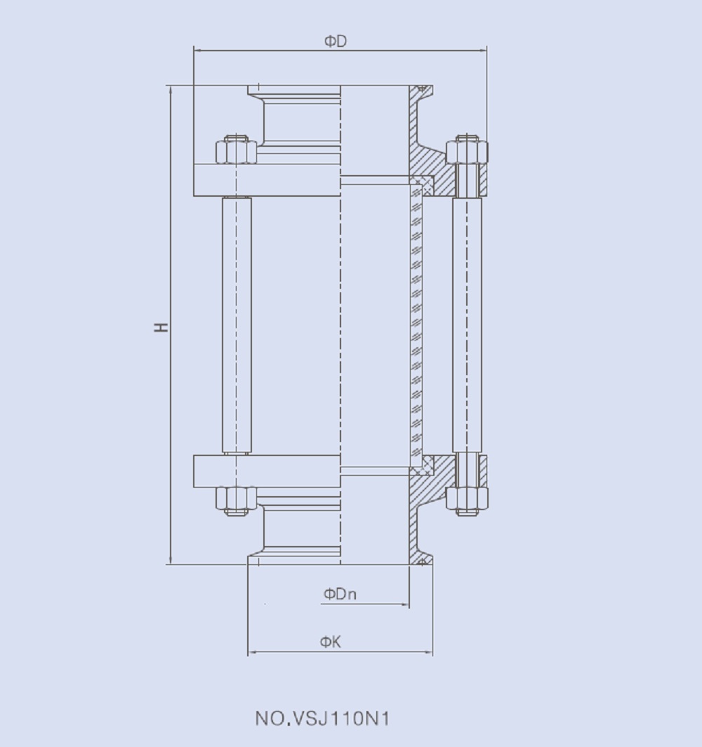 Drawing of Straight-Through Sight Glass