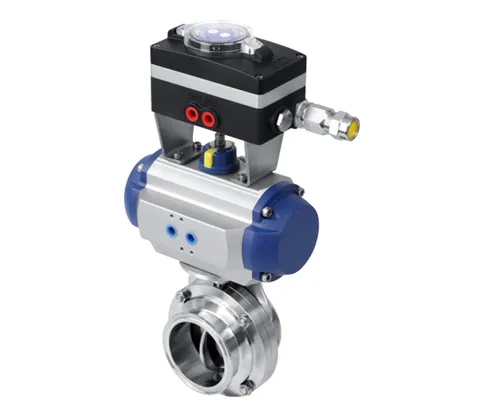 Sanitary Pneumatic Butterfly Valves with Control Unit